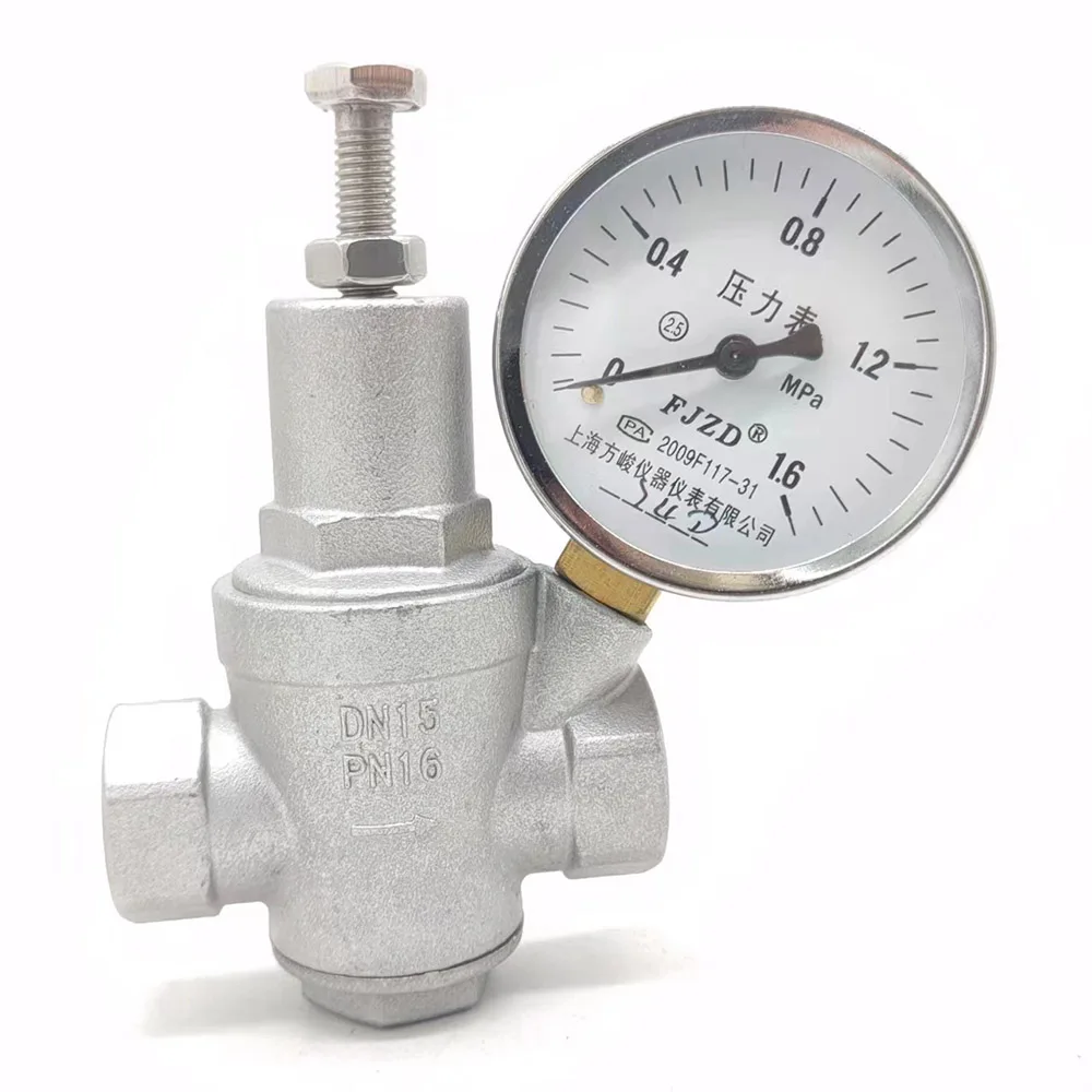 

304 Stainless Steel Water Pressure Reducing Valve with Pressue Gauge DN15-DN50 Water Pressure Regulator/Reducing/Relief Valves