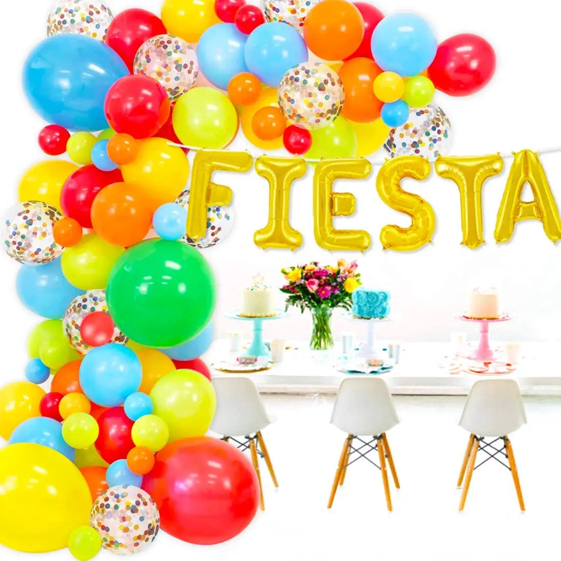 

Fiesta Balloon Garland Arch Kit for Kids, Birthday Party Decorations, Baby Shower, Mexican, Foil Balloons, 130 Pack