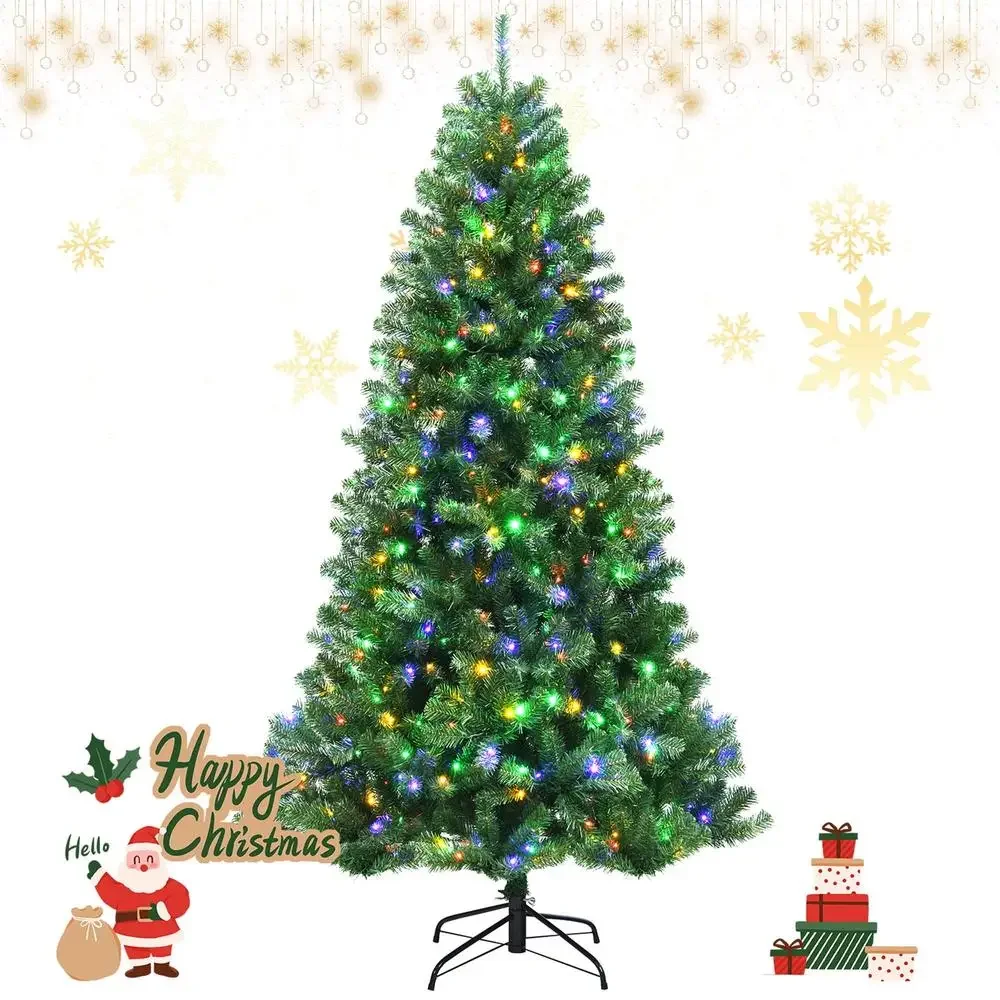 6 FT Full-bodied Pre-lit Christmas Tree with 9 Lighting Modes & Remote Control