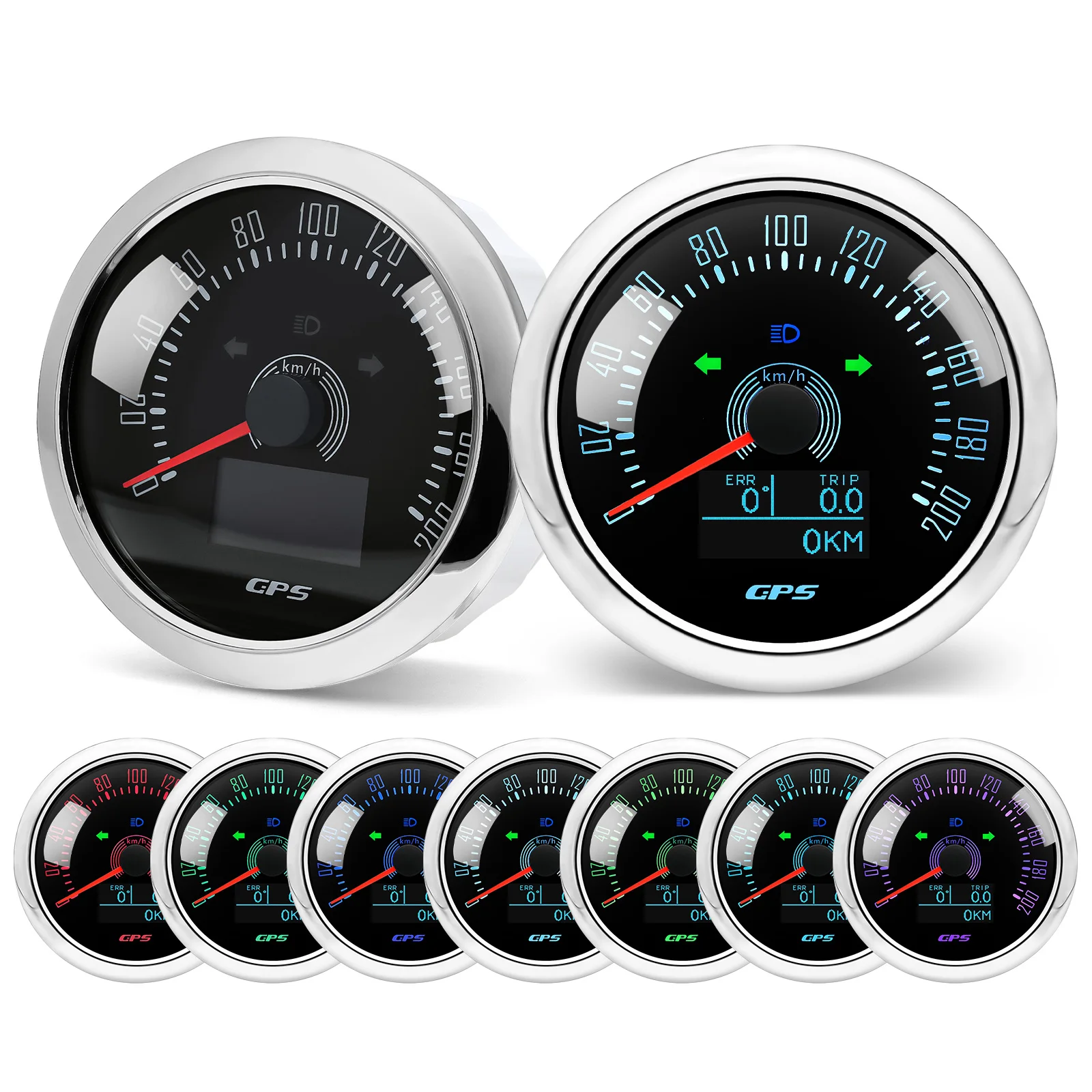 85 MM GPS Tacho 7 Farbe Hintergrundbeleuchtung Geschwindigkeit Gauge Mit GPS Antenne Für Motorrad Marine Boot Auto Lkw Geschwindigkeit Meter12V 24V – Detail 2