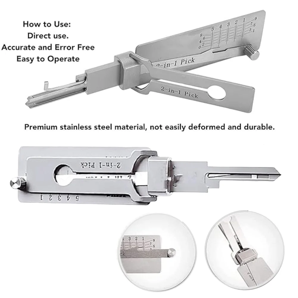 

1PCS Keys Decoder Hook Tool 2 In 1 Precision Hook & Pick Set Lock Decoder O-ring Pickup Kit Stainless Steel Precision Tools