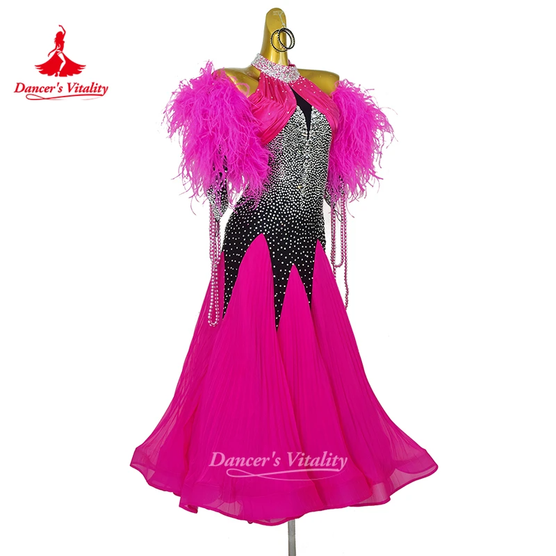2-tone Matching Social Dance Wrapped Hip Dresses Adult&Adolescent Waltz Foxtrot Tango Perform Clothe Customize Dancer's Vitality