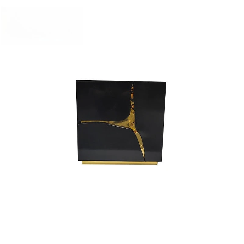 Stainless steel frame black Y-shaped bedroom bedside table