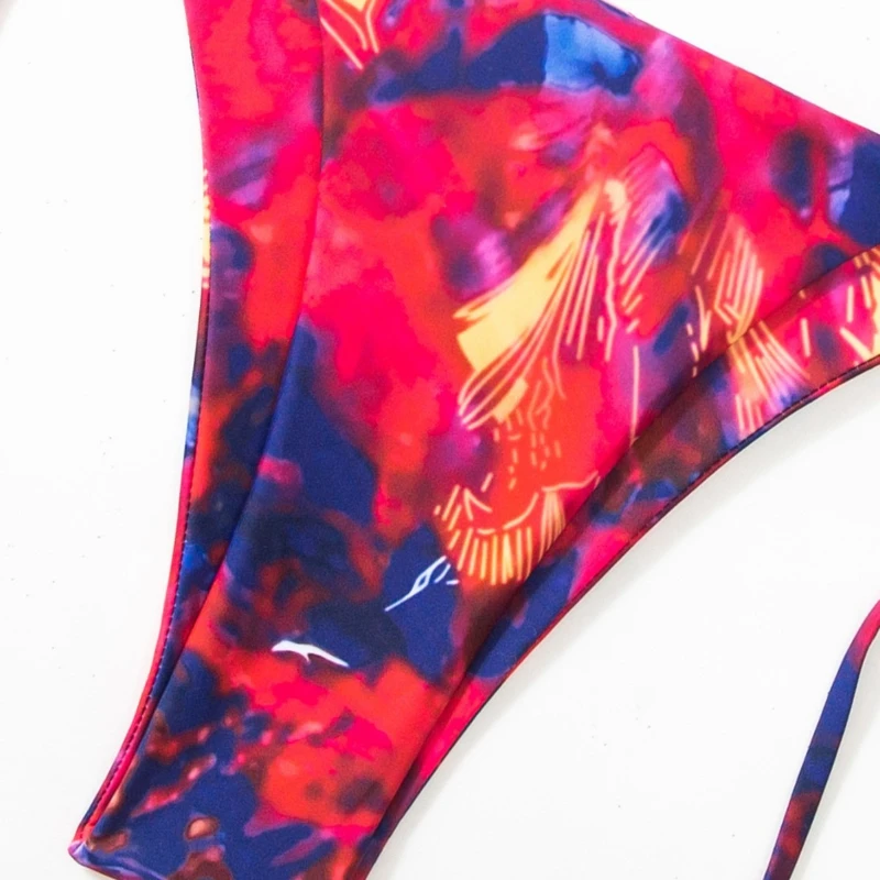 Cor gradiente maiô cinta sexy tie dye roupa de banho feminina rosa quente maiô