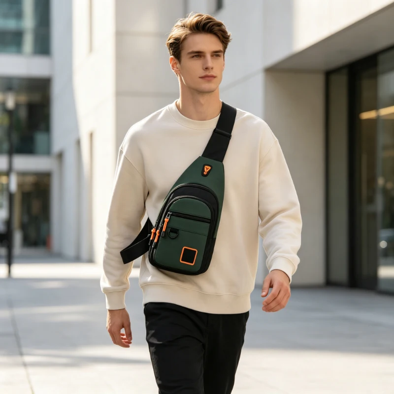 

Waterproof Men's Outdoor Chest Bag Casual Hiking Cycling Crossbody Bag Portable Sports Shoulder Backpack for Travel Use