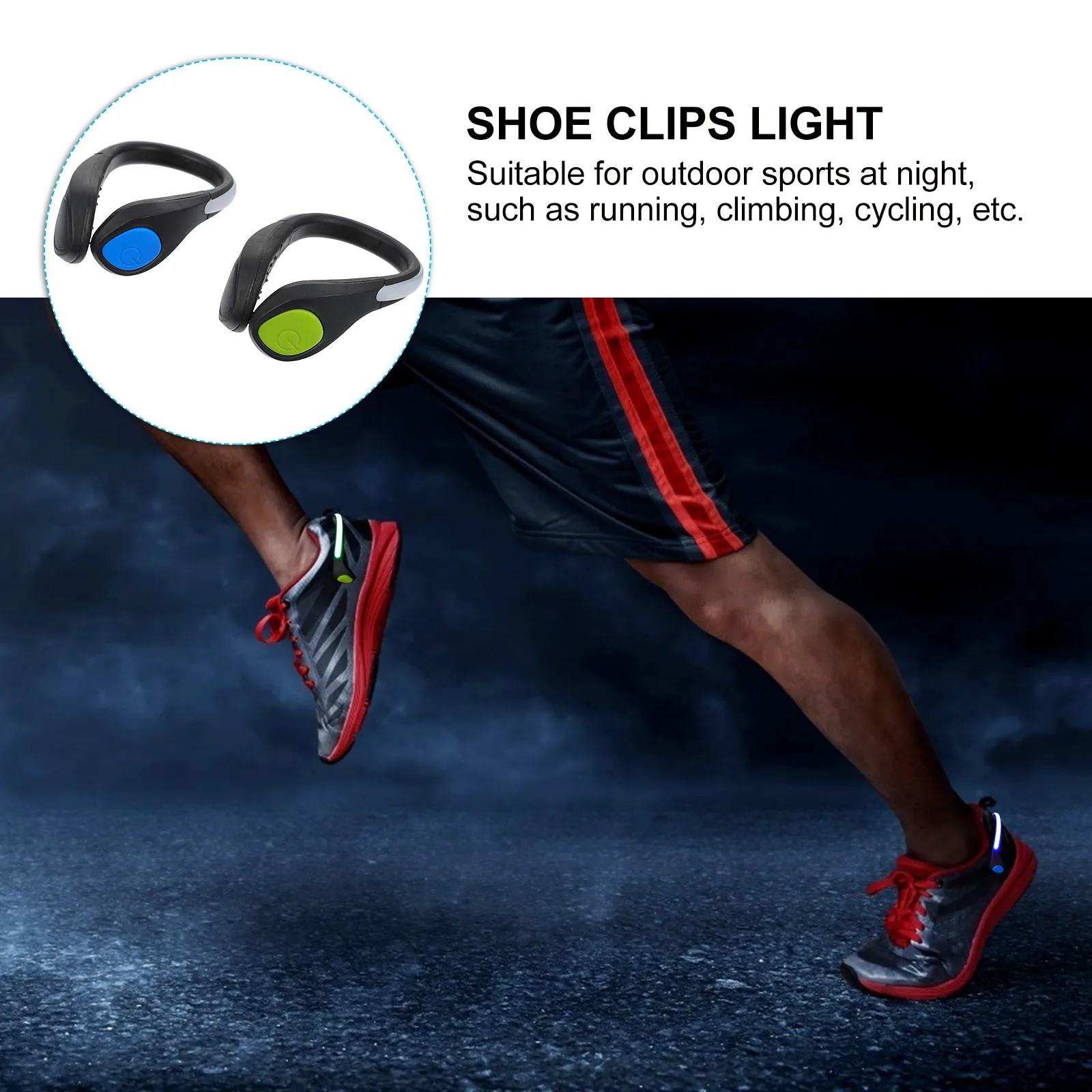

2 Pcs Luminous Shoe Clip Lights Illuminated Lamp Night Running Cycling Clips Led