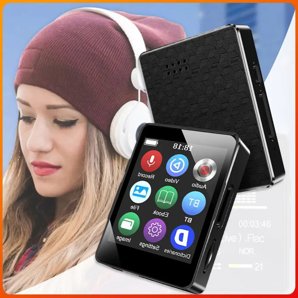 

8/16/32/64GB MP3 Music Player 1.8inch Screen Bluetooth-Compatible 5.0 Music Stereo Speaker Gift for Kids With Recording/E-Book
