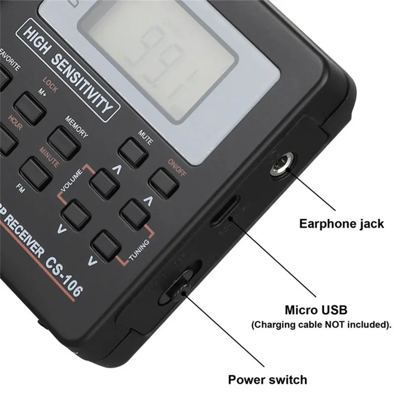 Hfes rádio de banda completa am/sw/lw/tv/fm receptor de frequência completa recebendo rádio fm com cronometragem despertador rádio portátil