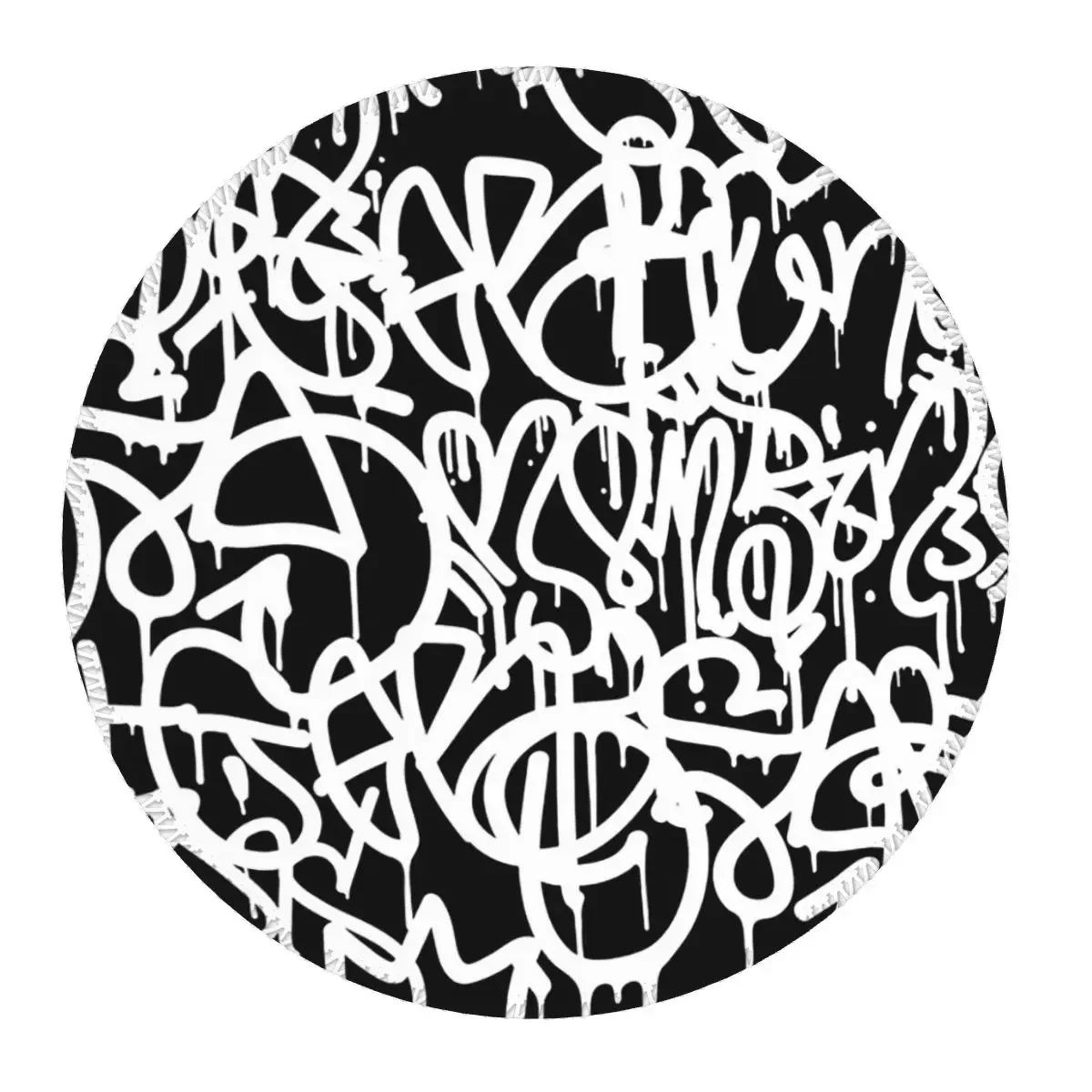 Black And White Graffiti Round Mouse Pad Computer Keyboard Mouse Mat Gamer Laptop Desk Mat Office Table Mats
