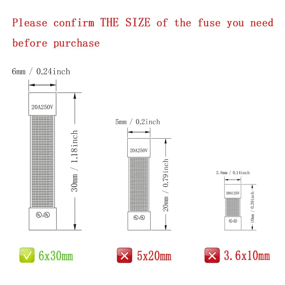 10PCS One Sell 6*30mm Fast Blow Tube Fuses 250V 0.5A 1A 2A 3A 4A 5A 6A 8A 10A 15A 20A 25A 30A AMP Fuse Ceramic Fusible 6x30