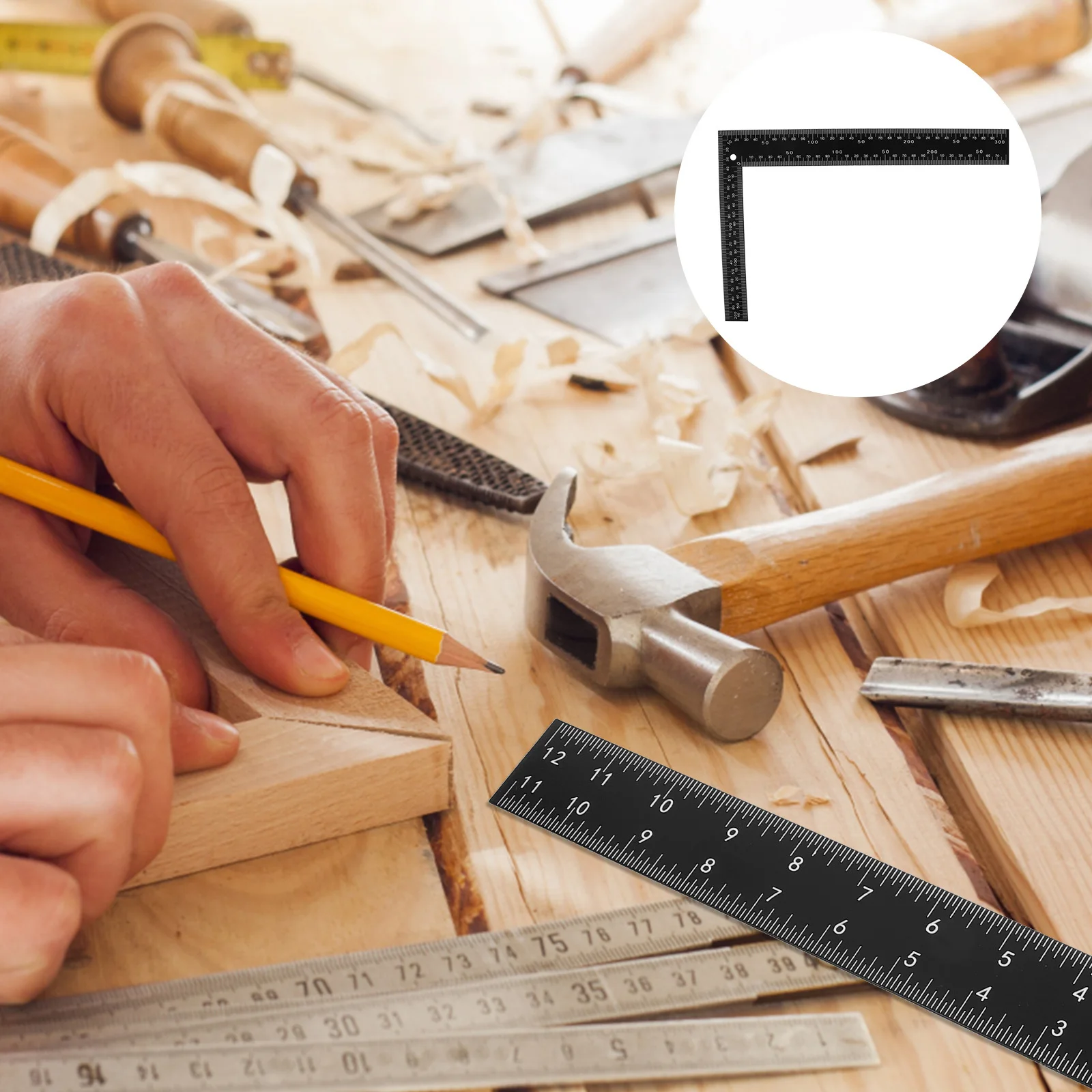 Professional Black Steel L Square Ruler Precise Measurement Tool for Crafting Woodworking Carpentry Drafting