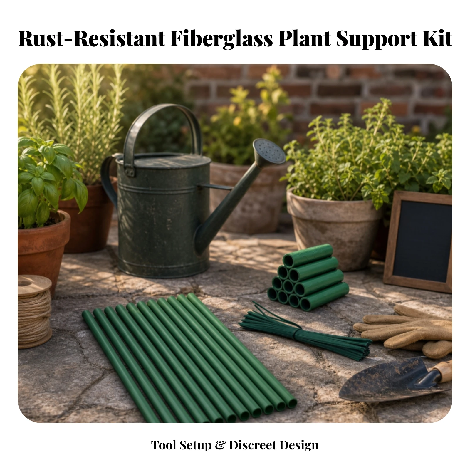 10 Pieces Fiberglass Plant Stakes with Joining Tubes Long-Lasting Plant Support Stakes with Ties Garden Stake Set Hollow