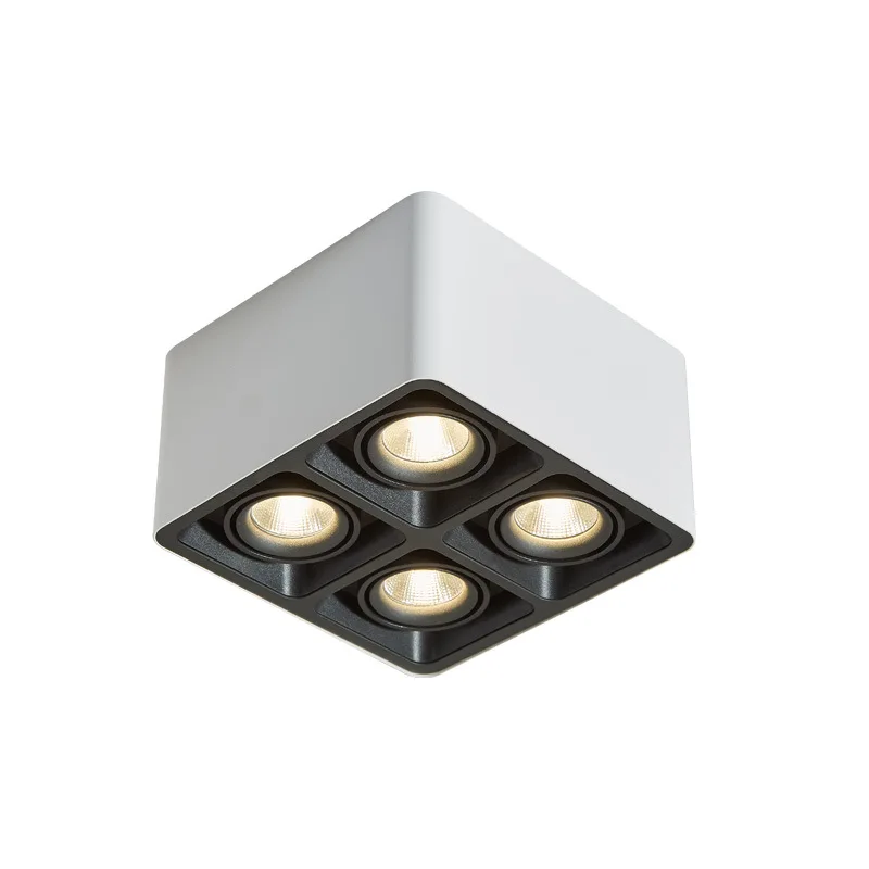 

Four-head surface downlight without main lamp Square Nordic household spotlight Ceiling type, lighting