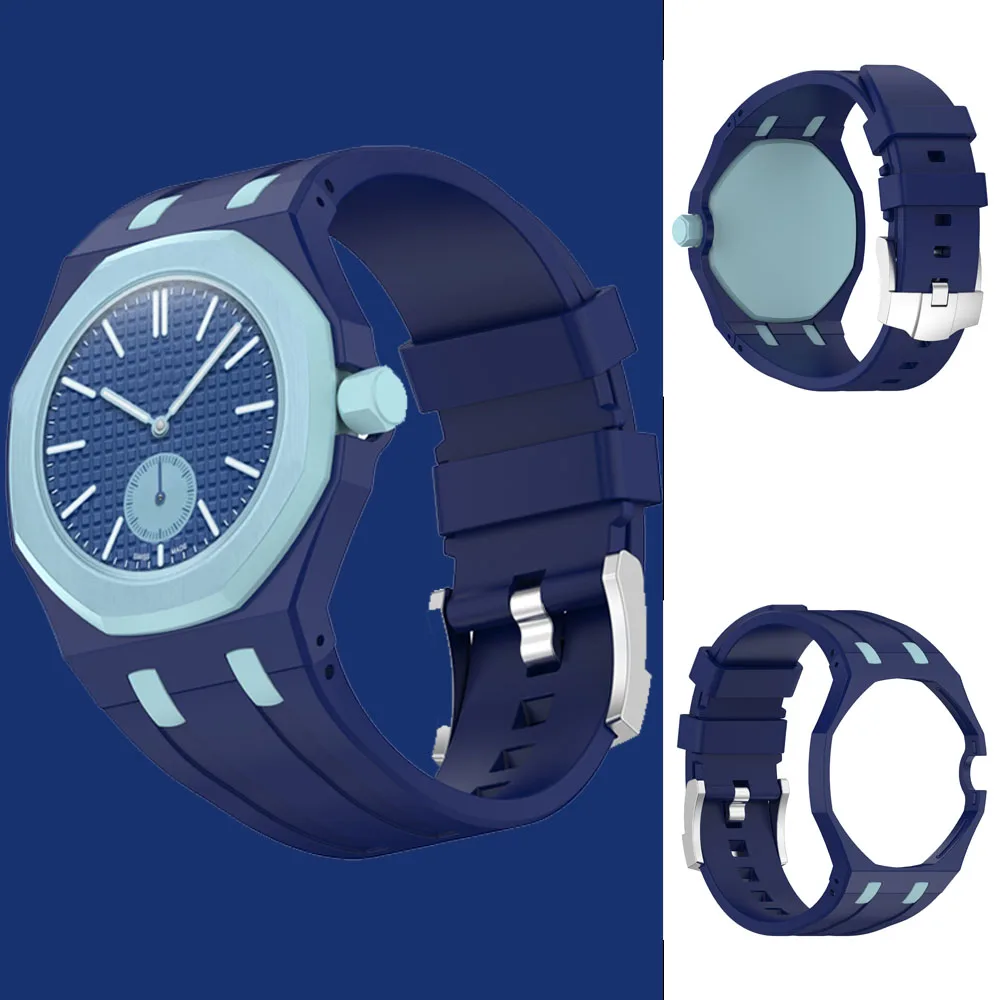 PC-Gehäuserahmen + Silikonarmband für Swatch x AP Royal Pop Pocket Modifikationskit, umwandelbar in 2-in-1 integriertes Armband für Armbanduhren
