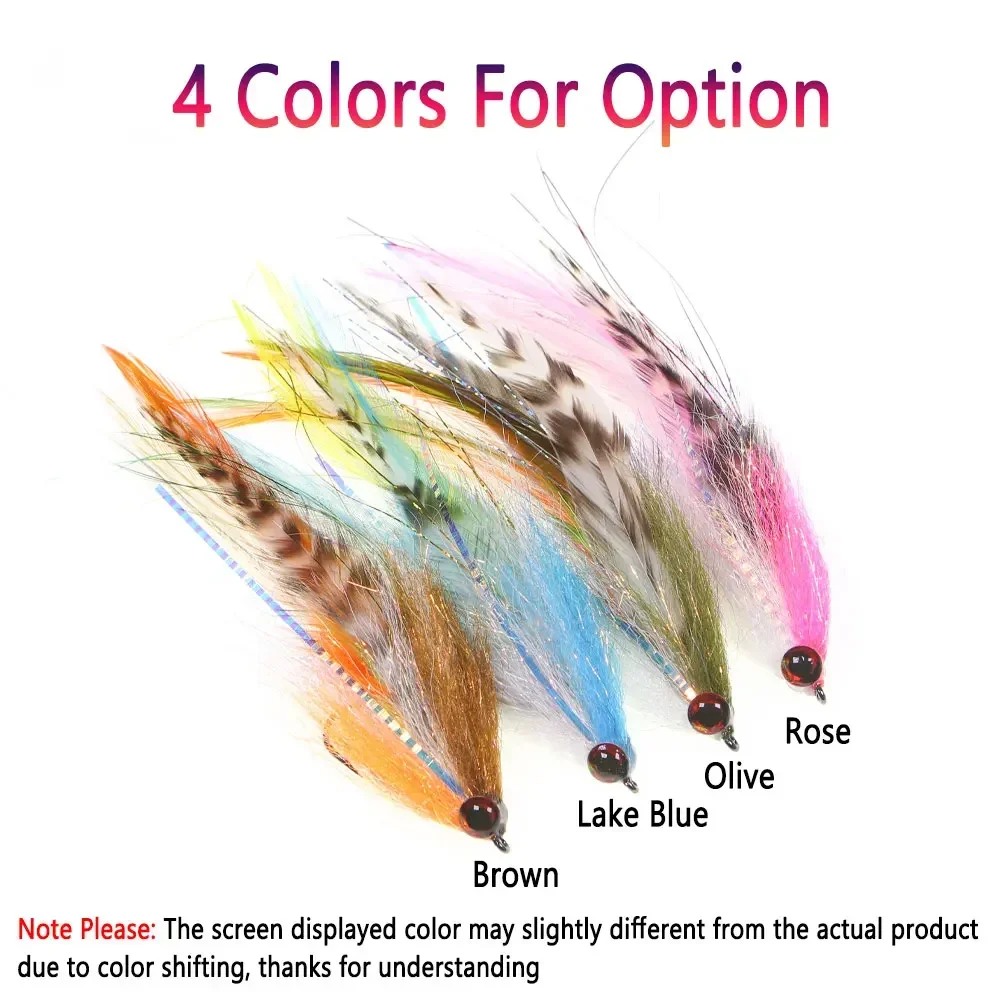 Bimoo Streamer 2/0 Plumas Flash Grizzly – Para trucha y lubina - imagen 4