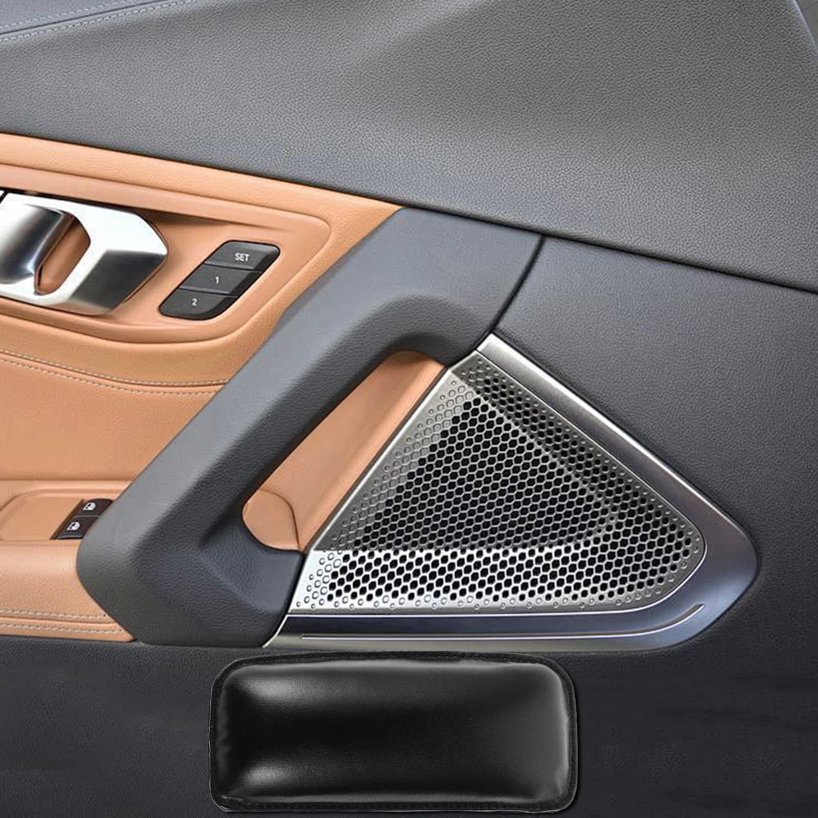 

2pcs Car Leg Cushion Universal Knee Pad Armrest Sponge Badge Removable Comfortable Interior Accessories Console Pillow