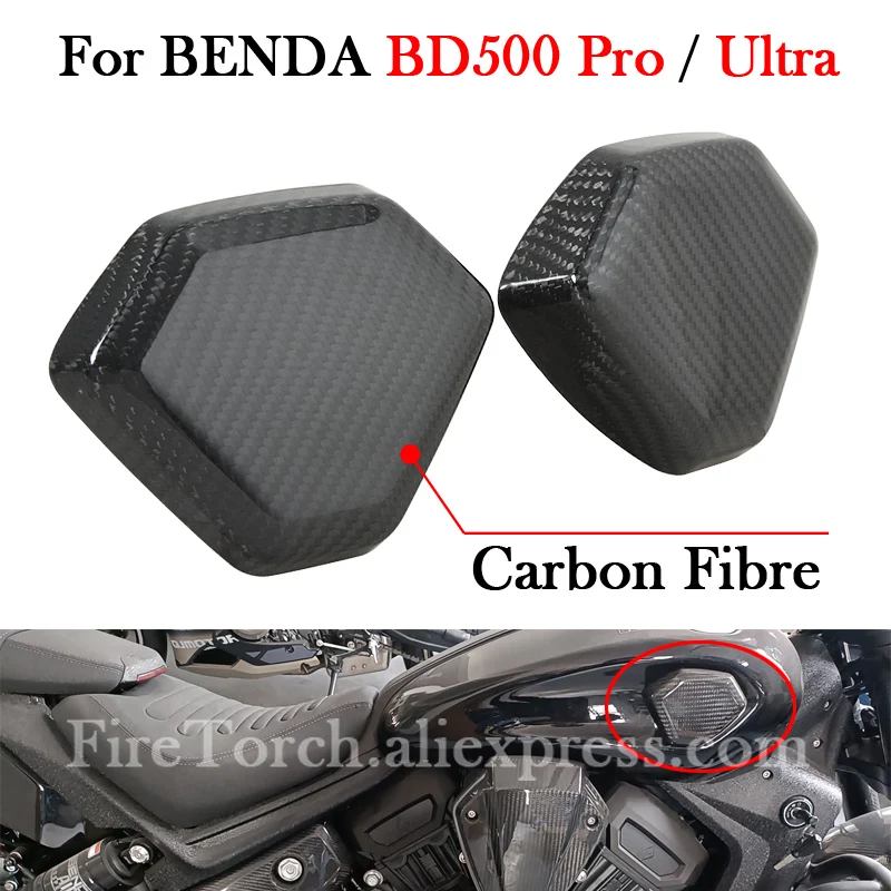 

Motorcycle Carbon Fiber Left Right Side Fuel Tank Edge Protective Cover Bike Accessories Shell For BENDA BD500 Pro Ultra BD 500