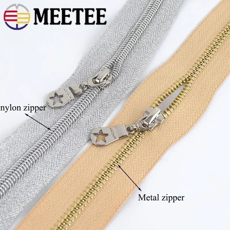 10pcs Meetee 5# Metal Zipper Head Auto Lock for Metalic or Nylon Zippers Slider Zip Repari DIY Bags Garment Sewing Accessories