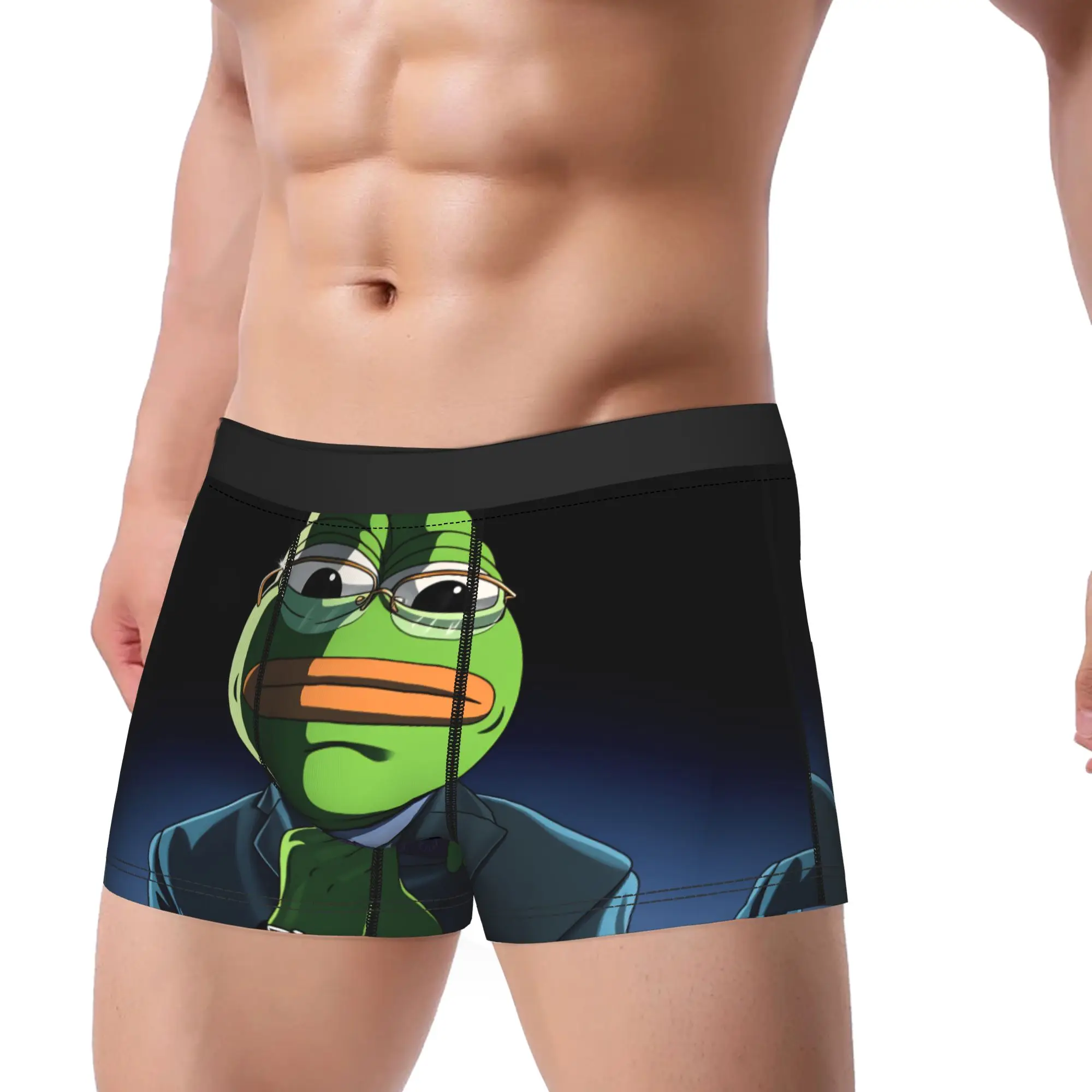 Sad Pepes frog Underwear  Pattern Boxer Shorts High Quality Men's Underpants Comfortable Boxer Brief Birthday Gift