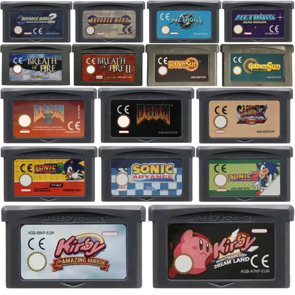 Cartucho de Juego Clásico para GBA, Breath of Fire, Kirby, Sonic Advance Wars, Golden Sun, Colección de Videojuegos Retro para GBA SP, Regalo