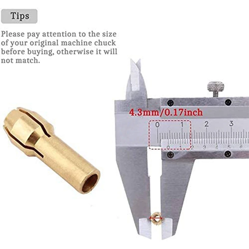 Brass Chuck Set 8 Pieces Of Brass Chuck Is Suitable For Dremel Rotary Tools, Including 4 Sizes (1/1.6/2.3/3.2Mm)