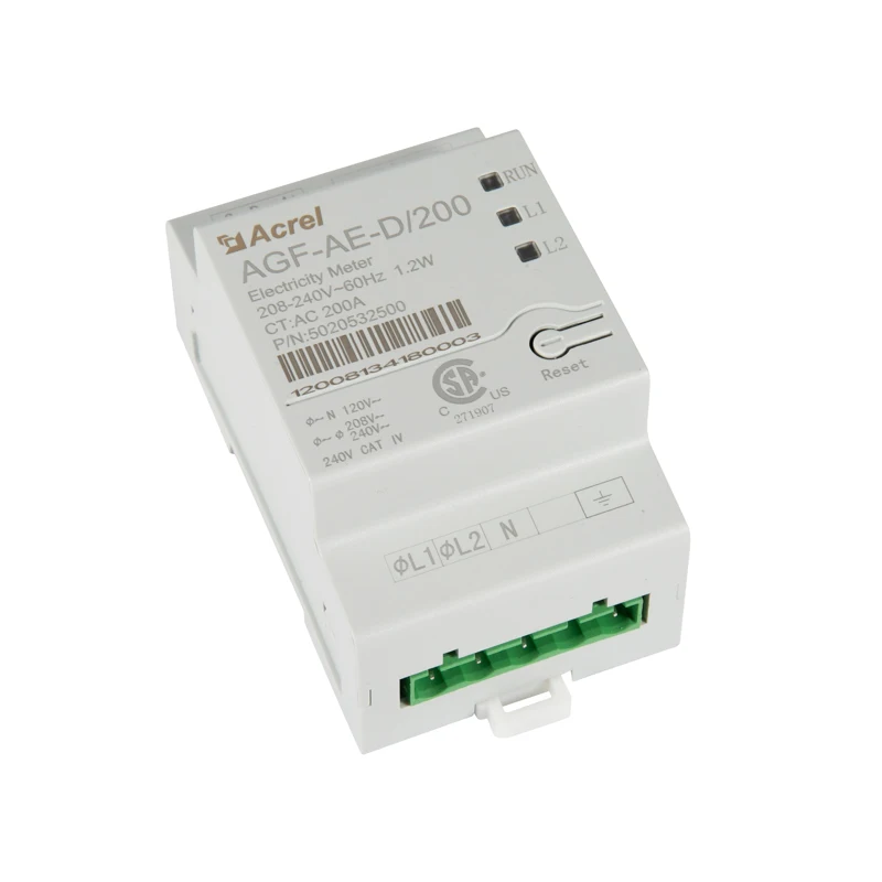 Acrel AGF-AE-D-200 مقياس الطاقة الشمسية العاكس 2 المرحلة مقياس الطاقة مع 2 سبليت كور CT مع شهادة UL