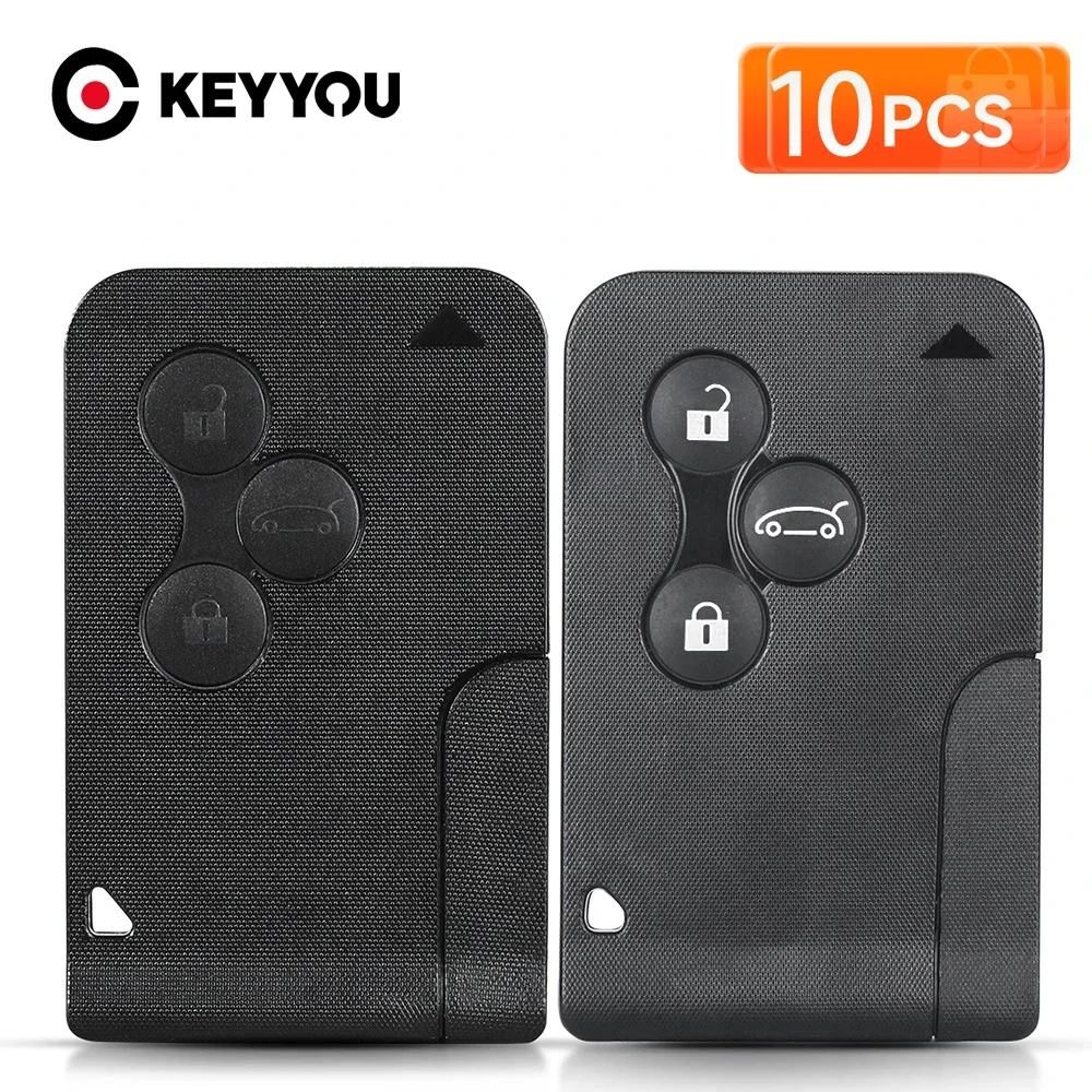 

KEYYOU 10PCS Smart Card Key Shell For Renault Clio Logan Megane 2 3 Koleos Scenic 3 Buttons Remote Key Case Small Key