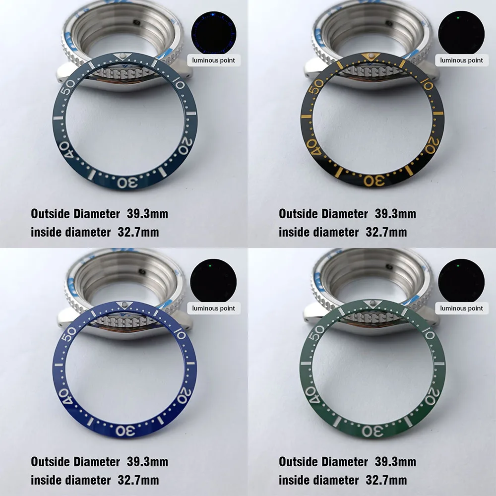 Flat Ceramic Bezel Insert 39.3mm*32.7mm Watch Replacement Watch Parts Watch Cases Replace Accessory Diving Bezel Ring