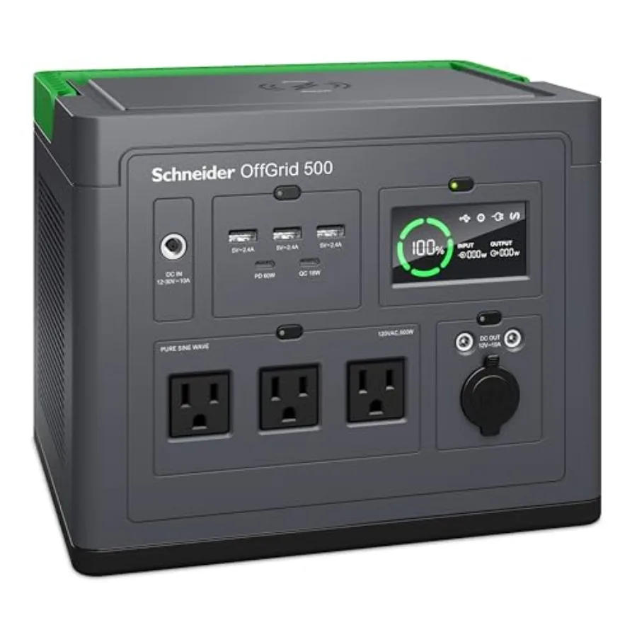 

Портативная электростанция Schneider OffGrid 517Wh PPS500, портативный солнечный генератор с беспроводной зарядной панелью для кемпинга или дома