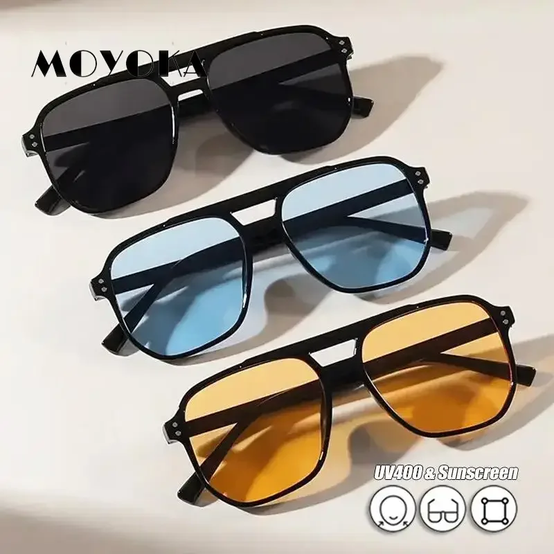 Retro Pilot Sunglasses UV400 Shade Men Women Driving Glasses Square Fashion Hip Pop Punk Style Outdoor Sports Aviator Eyewear
