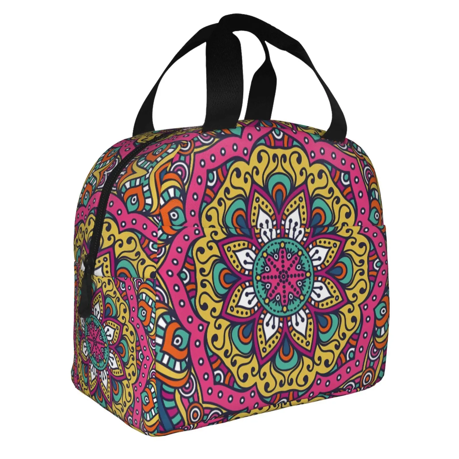 Mandala Purple Print Insulated Lunch Bag for School Waterproof Cooler Thermal Lunch Box Women Children Food Container Tote Bags