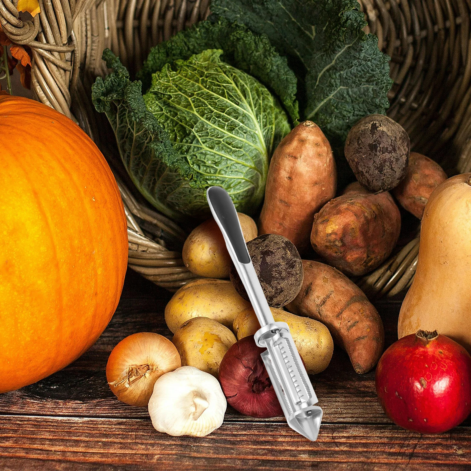 

3-In-1 Dual Blade Zinc Alloy Vegetable Fruit Peeler For Potato Cucumber Carrot Mango Pomegranate Kitchen Gadget Tool