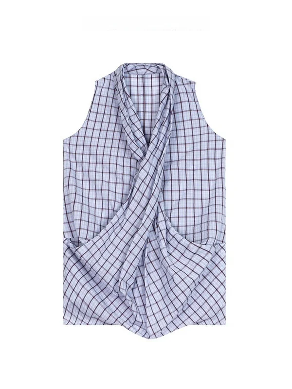 

Жилет женский Y III CHUAN EO Original Ele Summer, асимметричный, в клетку, из смесового хлопка и полиэстера, с принтом