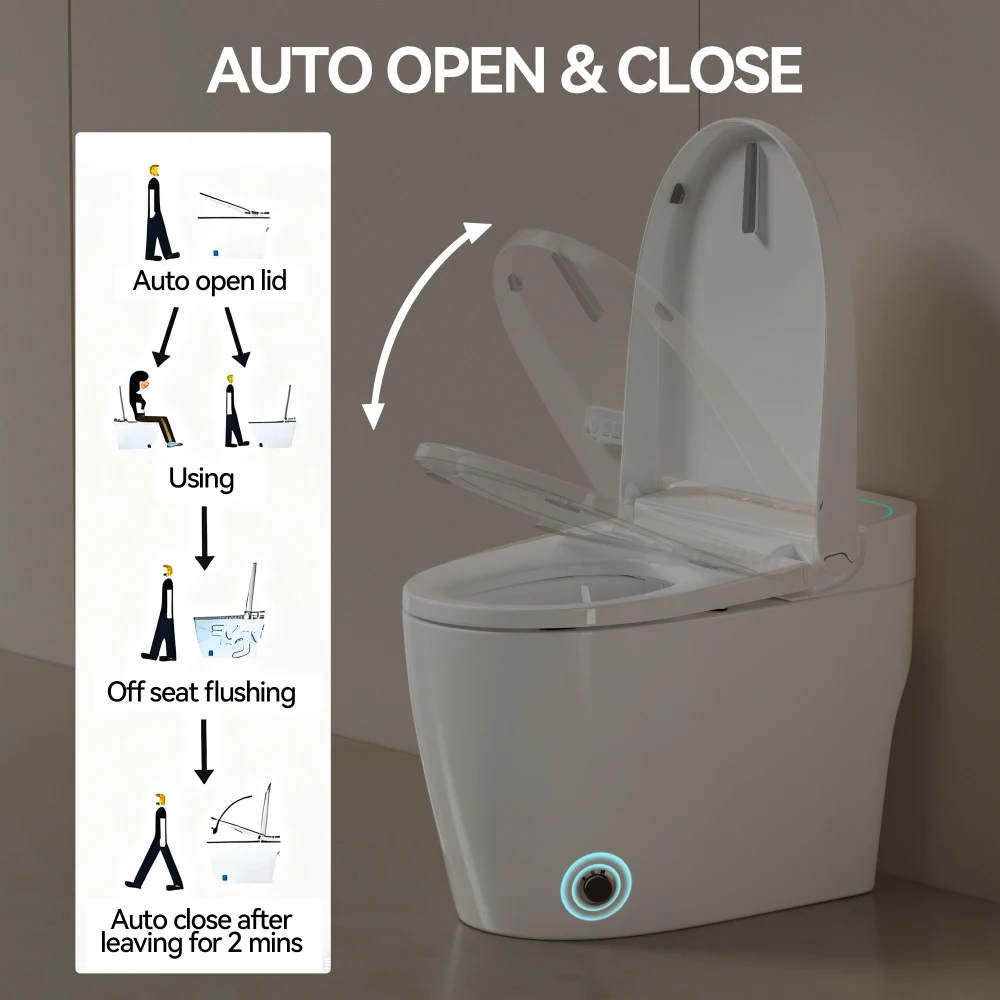 Unique Smart Toile, One Piece Toilet with Bidet Built In,Intelligent Toilet Auto Open/Close Seat. Bidet toilet with Dryer and Warm Water.Gray