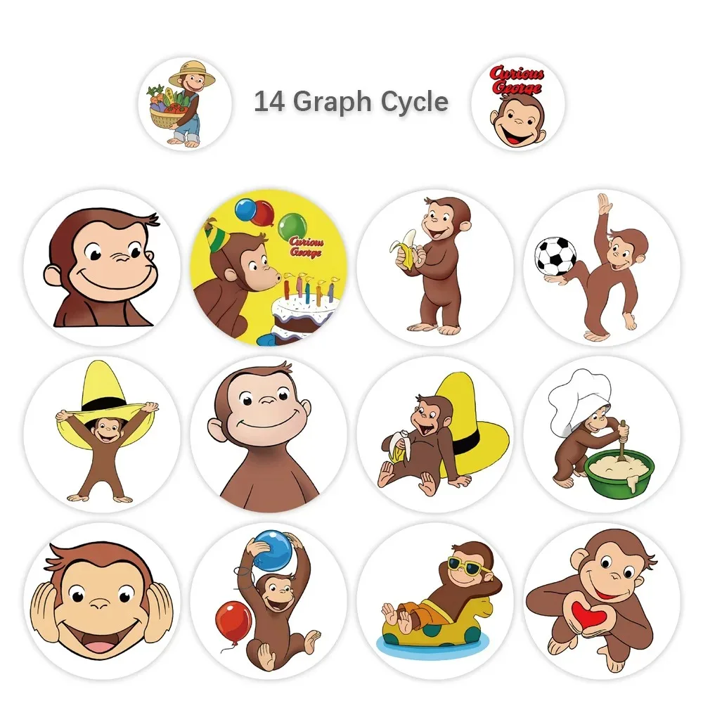 500pcs/Roll Cute Curious George Anime Cartoon Sealing Exquisite Fashion Sticker for Phone Computer Stationery DIY Toys Secret
