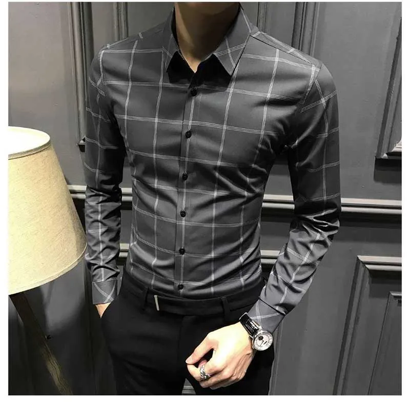 Fashion Lapel Button All-match Printed Plaid Shirts Men\'s Clothing 2024 Spring New Loose Long Sleeve Korean Tops Casual Shirts