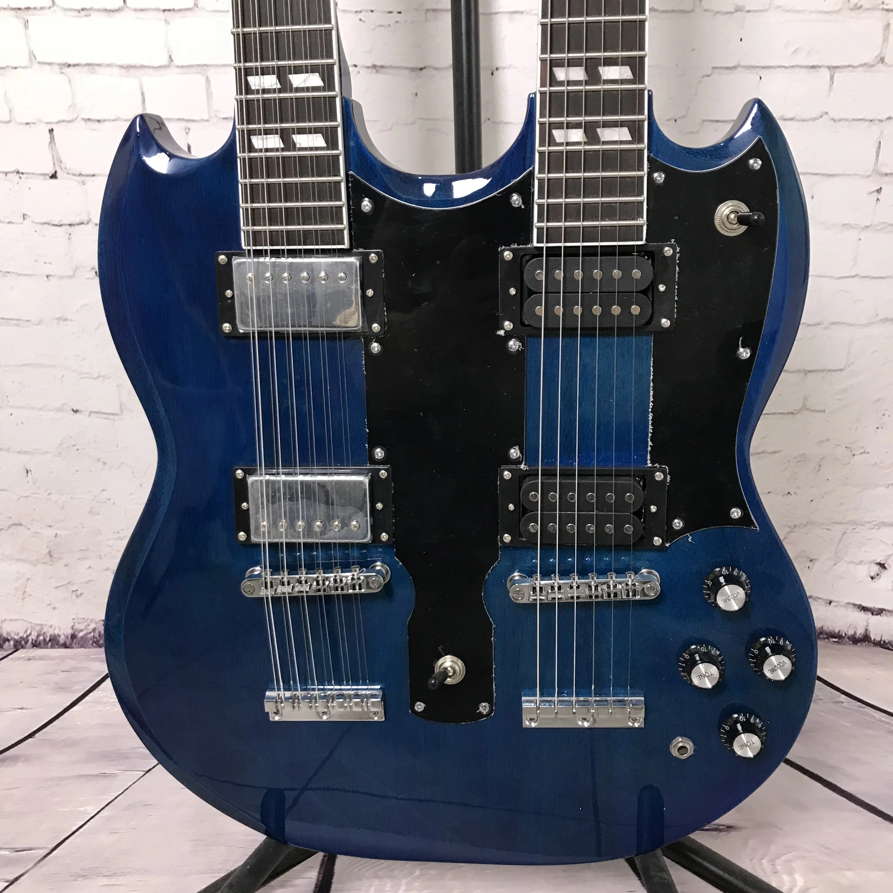 Chinese Electric Guitar Factory customization electric guitar S G  double neck 12+6 strings hot sale