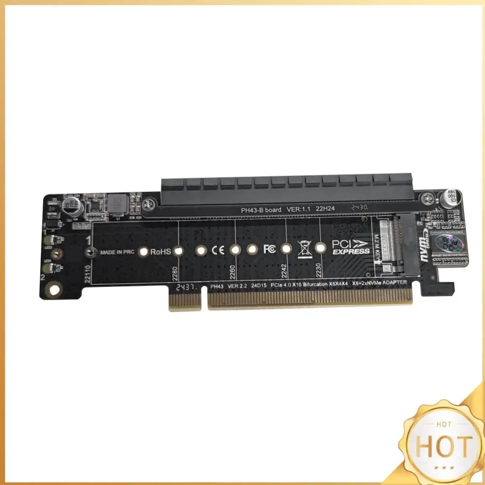 

PCIe X16 To X8+X4+X4 M.2 PCIE Adapter M.2 NVMEx2 Input Ports Adapter Card Expansion Card Support 2280/2260/2242/2230 SSD