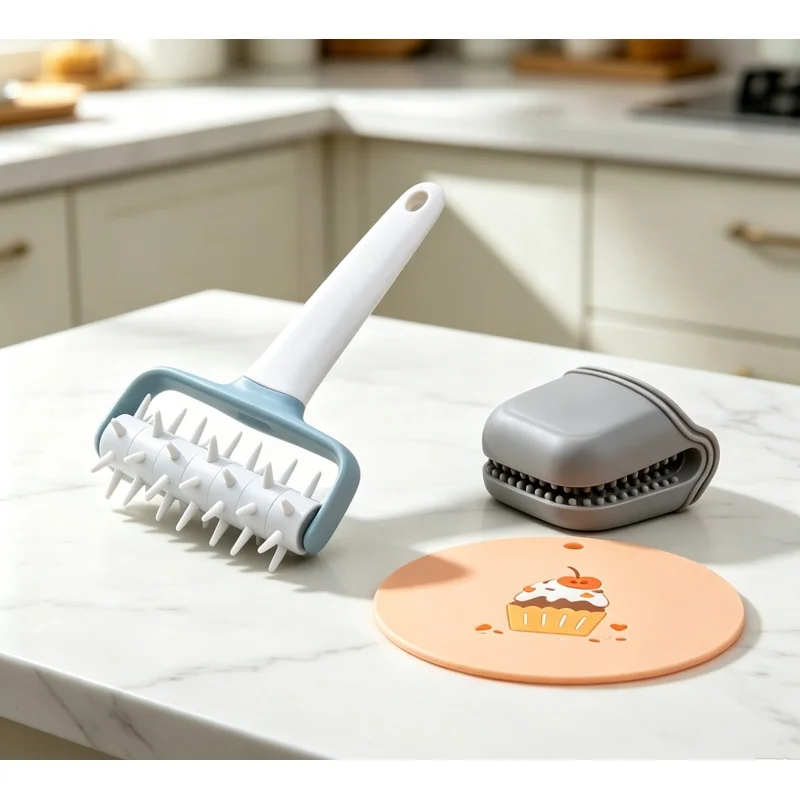 Multi functional pizza dough punching tool, kitchen baking tool, home baking insulation pad, baking gloves, kitchen tool set