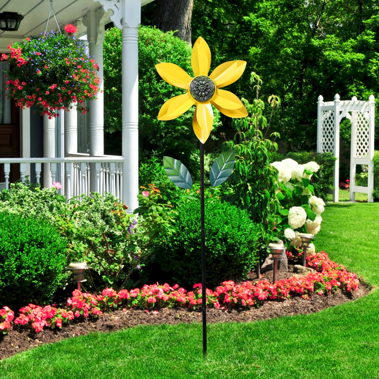 

Outdoor Metal Sunflower Windmill Ornament Garden Decor Rotatable Floral Windmill for Yard Garden Windmills for The Yard