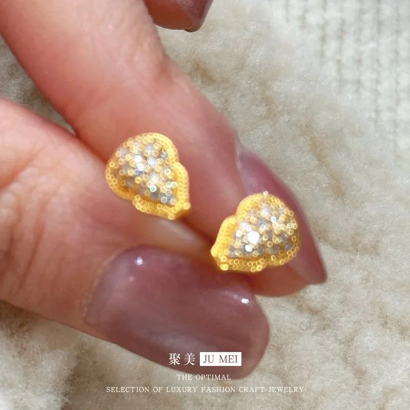 

Women's Full-Diamond Gourd Earrings, 24K Gold, AU999 | Gradient gold enamel with cloud motifs, youthful chic for trendsetters.