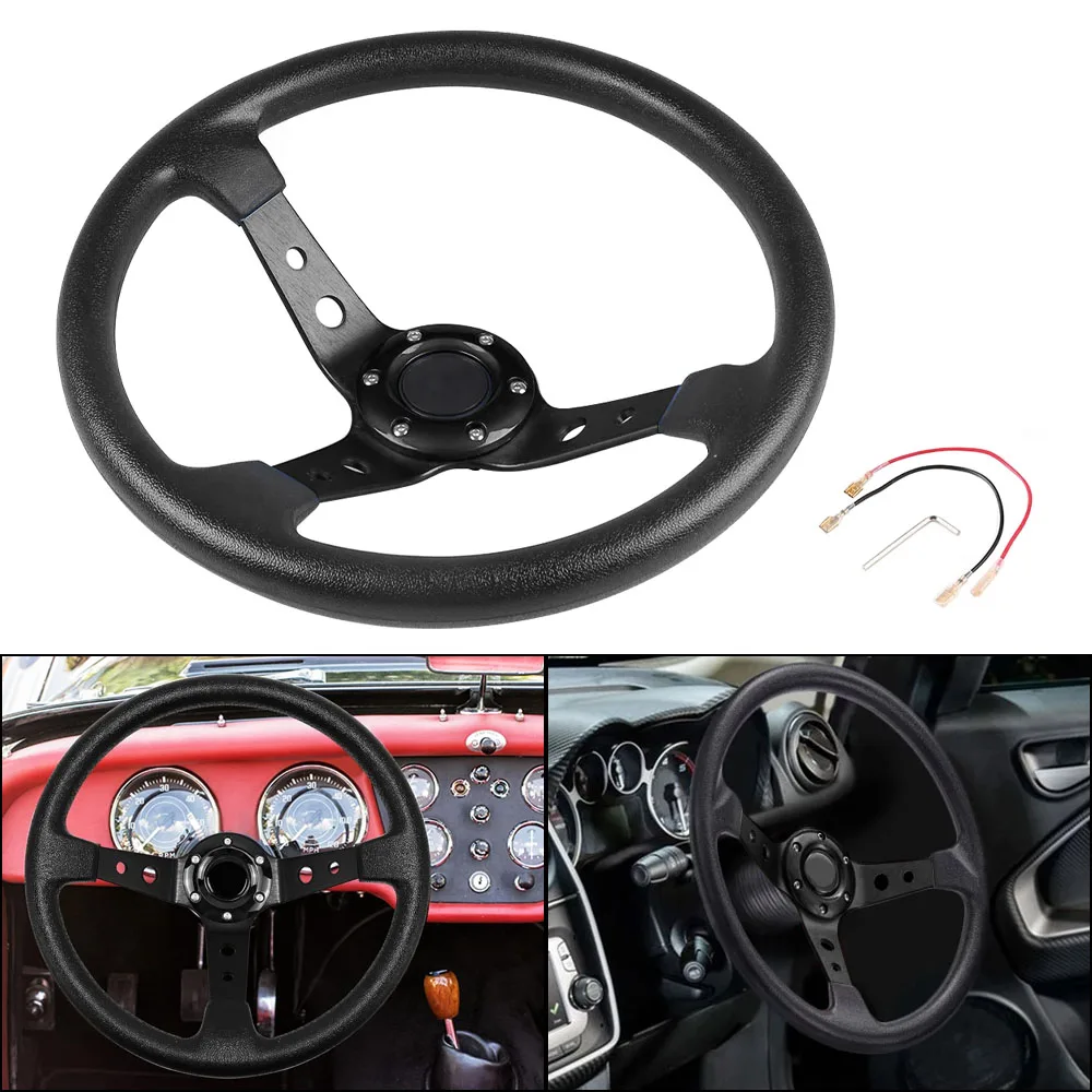 

Universal Car Accessories 14 inch 360mm Suede/PVC Car Racing Steering wheels Deep Corn Drifting Sport Steering Wheel