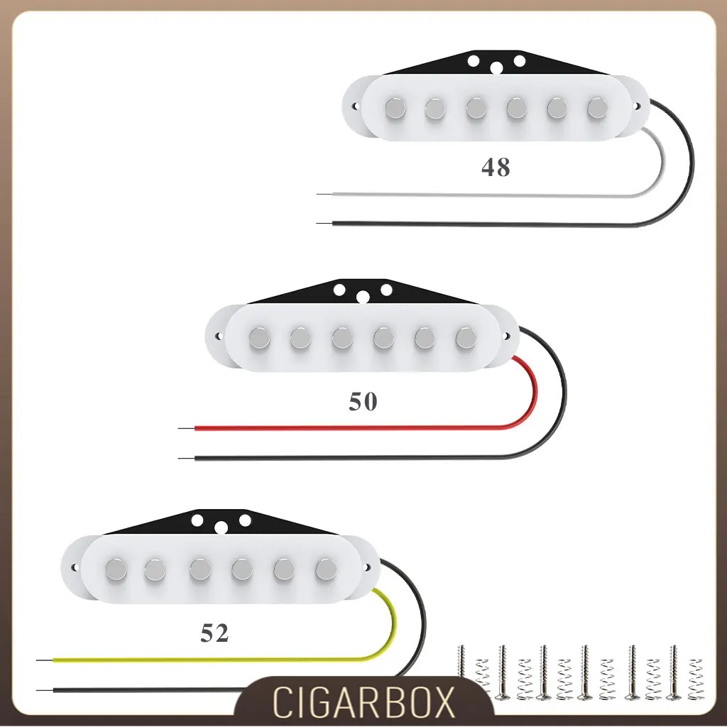 Ceramic SSS Electric Guitar Pickup N-M-B 48mm/50mm/52mm Magnet W/ Screws & Springs For FD ST  ra Parts DIY White SET