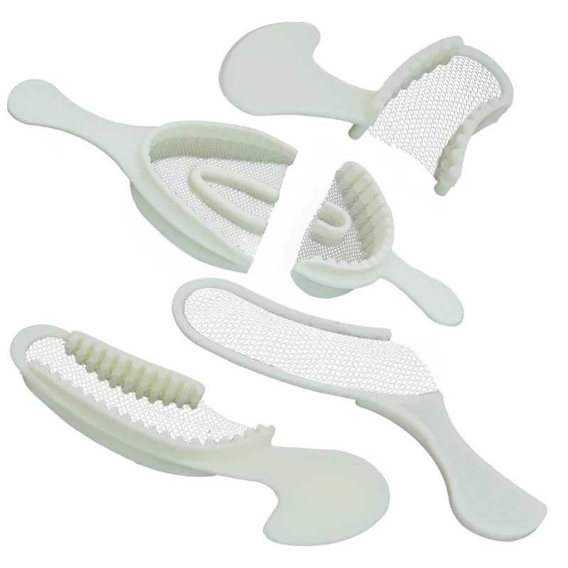 5pcs/set Disposable Dental Bite Impression Trays Kits Teeth Registration Impression Tray With Plastic Frame and Non-Tear Mesh