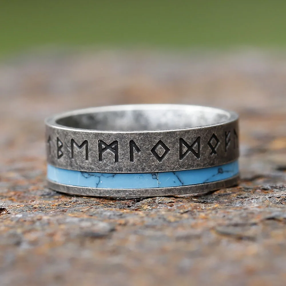 New 316L Stainless Steel Odin Norse Viking Amulet Rune Viking Ring For Man Fashion Red Veneer Jewelry Party Gift