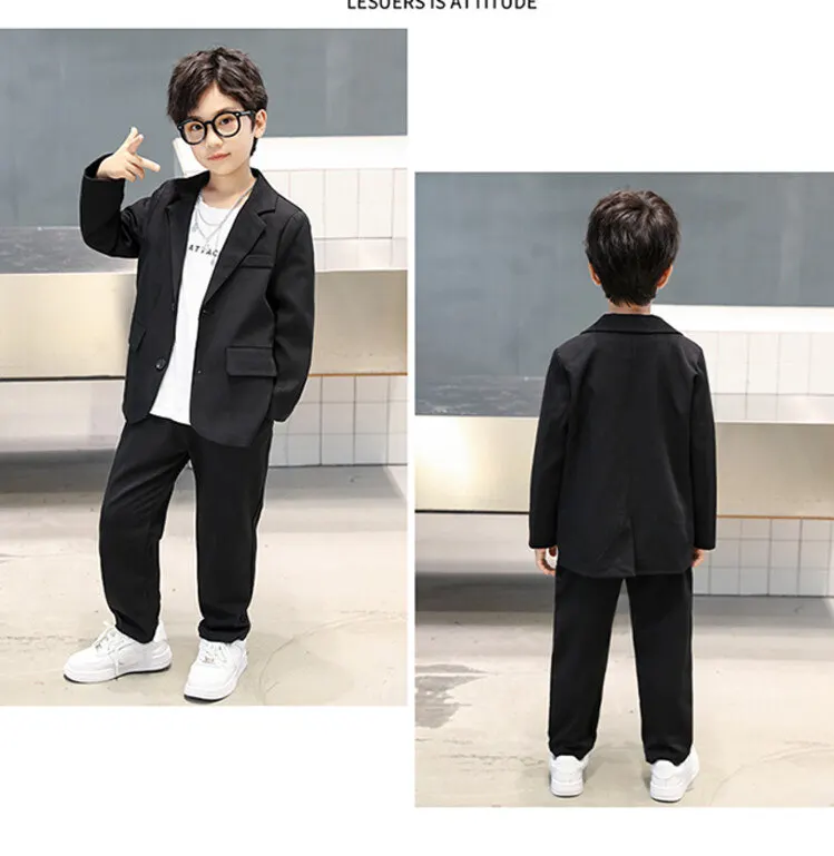 Formelle Anzüge für Jungen für Hochzeiten, Blazer, Jacke, Frühling, Herbst, Kleinkind, klassische schwarze Kleidung, Kindermantel, 4, 5, 7, 9, 11, 13, 14 Jahre alt – Detail 4