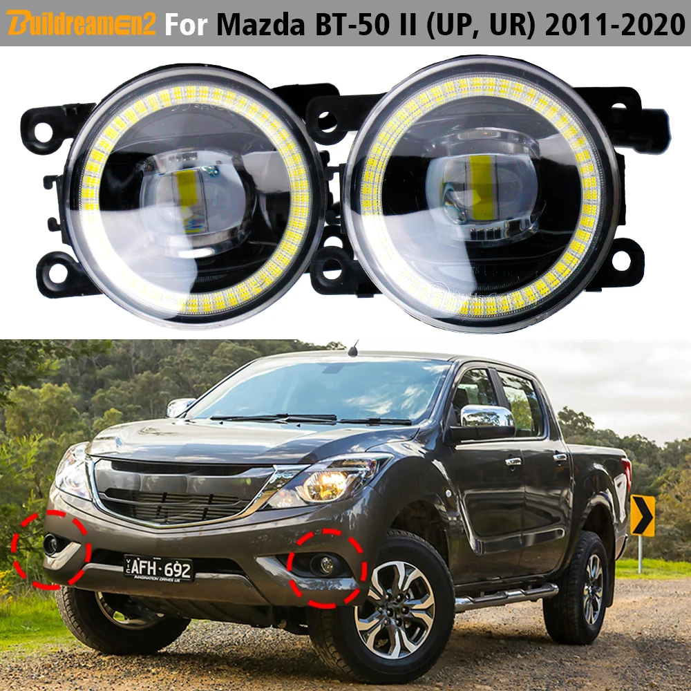 2 X Światło przeciwmgielne Angel Eye DRL 30W H11 Truck LED Światło przeciwmgielne do jazdy dziennej 6000LM 12V Do Mazda BT-50 BT50 2/II (UP, UR) 2011-2020