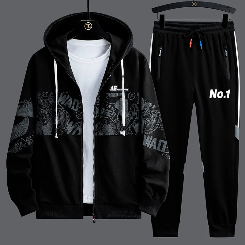 

2024 Spring Men Sportswear Tracksuit 2 Piece Running Sets Sports Suit Jacket+Pant Sweatsuit Male Print Clothing Streetwear