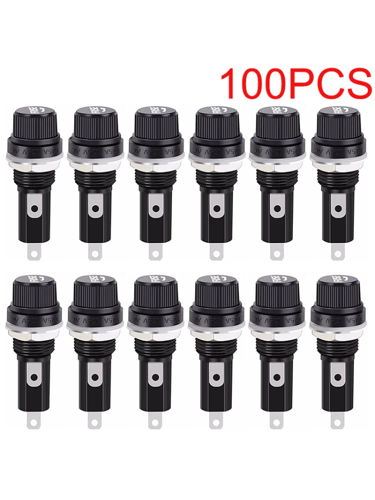 100 sztuk 5x20mm 6x30mm uchwyt bezpiecznika szklanego gniazdo rurki ubezpieczeniowej 5*20mm 6*30mm uchwyty bezpieczników czarna zakrętka — zdjęcie produktu 7