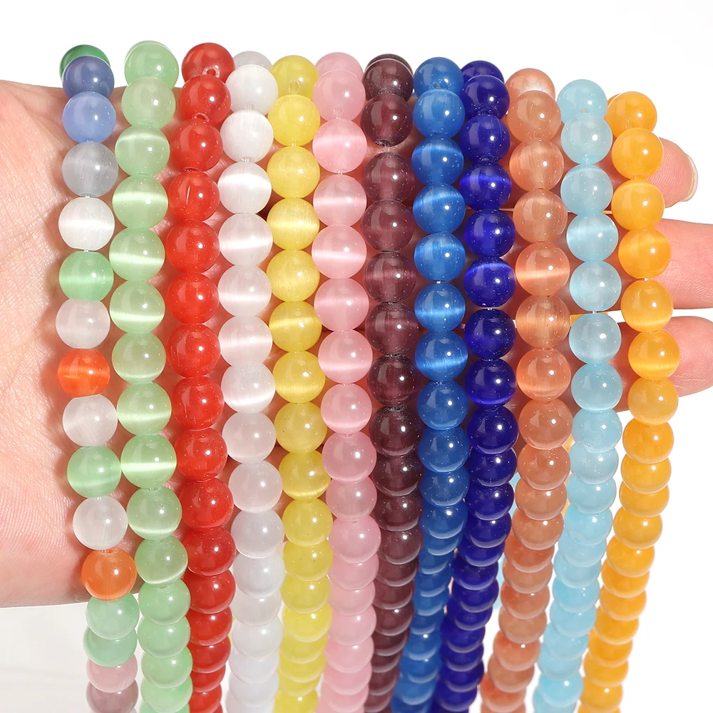 1 Strand 4-12mm Colorful Natural Cat Eye Stone Beads for DIY Jewelry Making Bracelet Necklace Charms Accessories Supplies